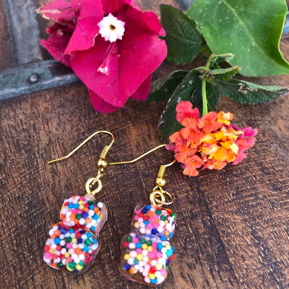 COPY - New Handmade Gummy Bears Earring with golden ear-wires.